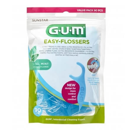 Easy Flossers fil dentaire aromatisé à la menthe, 90 pièces, Sunstar Gum