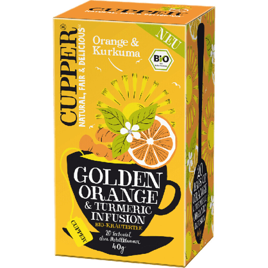 Kupfer-Orangen-Kurkuma-Öko-Tee, 20 Portionsbeutel, Allos Hof
