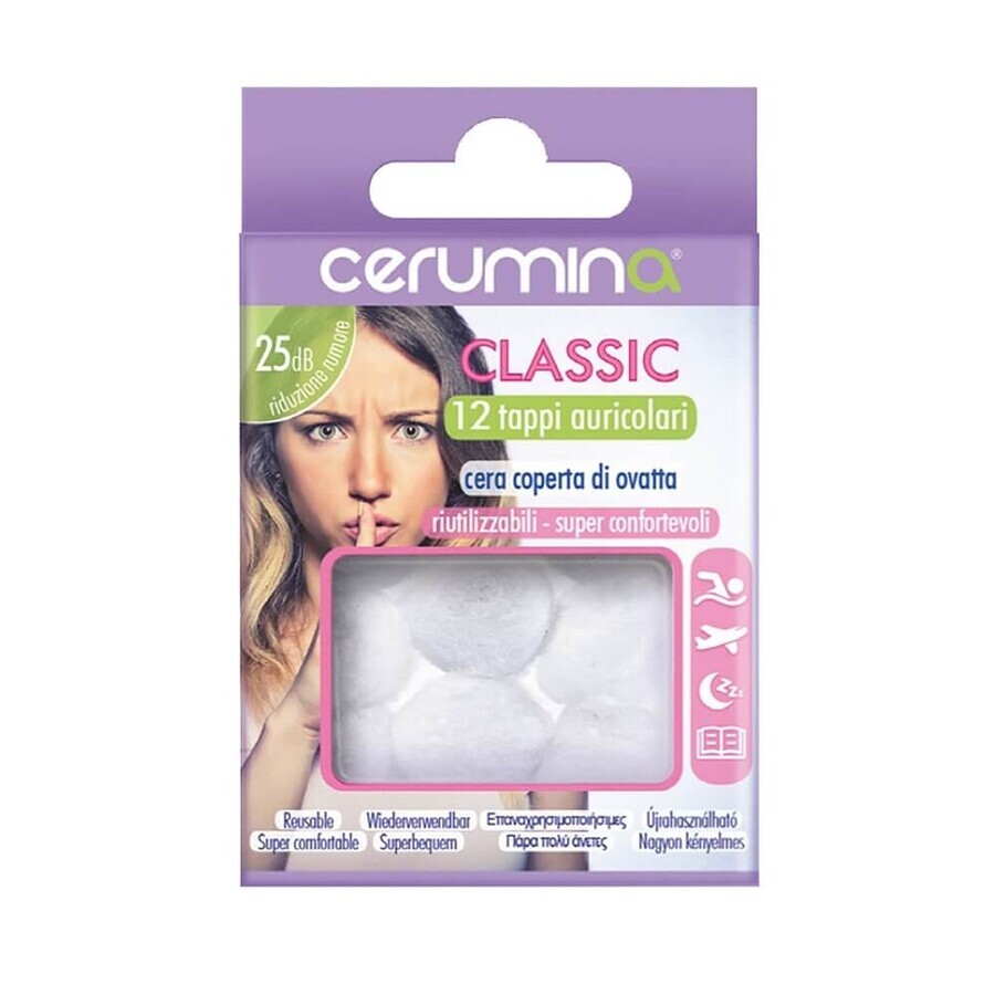 Cerumina CLASSIC - bouchons d'oreille en cire, 12 pièces, Pietrasanta Pharma
