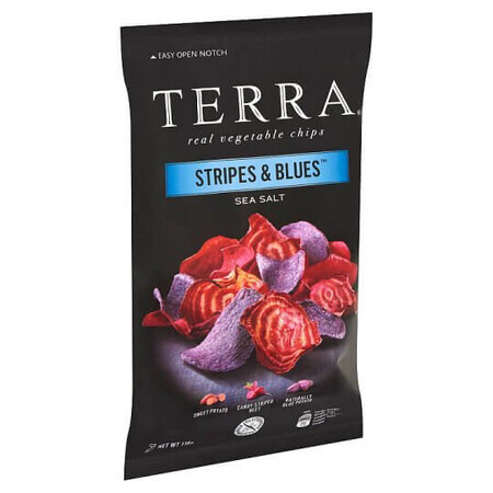Stripes & Blues chips au sel de mer, 110 g, Terra