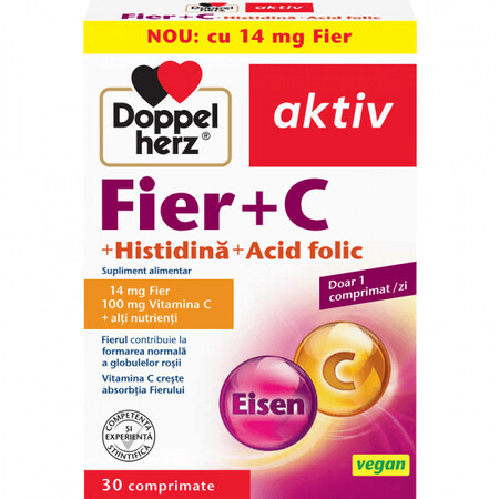 Fer + Vitamine C + Acide Folique Aktiv, 30 comprimés, Doppelherz