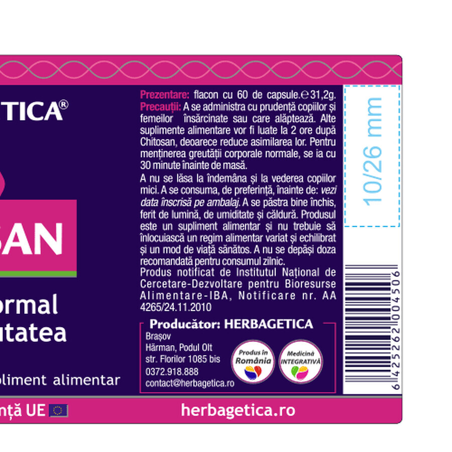 Chitosan, 60 Kapseln, Herbagetica