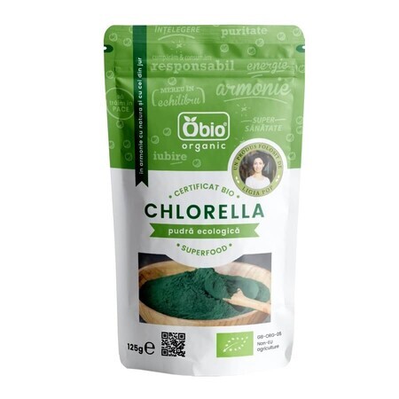 Chlorelle biologique en poudre, 125 g, Obio