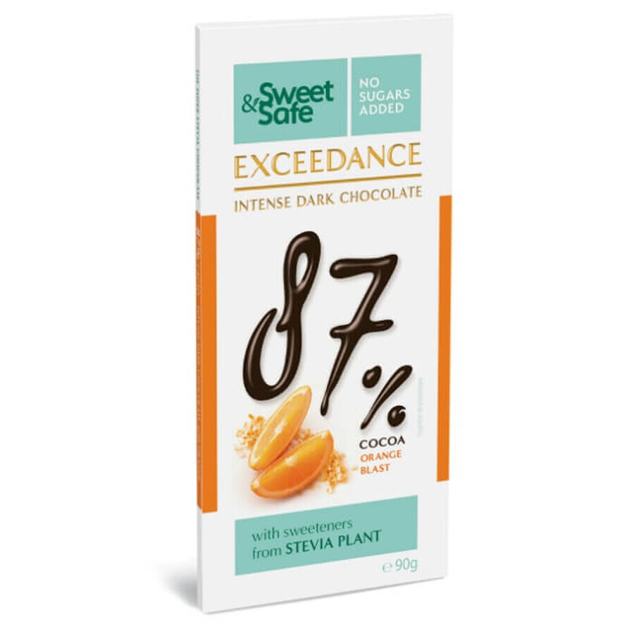 Chocolat noir 87% avec oranges Sweet & Safe, 90 g, Sly Nutrition