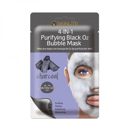 Masque purifiant 4 en 1 avec bulles d'oxygène et poudre de carbone, 20 g, Skinlite