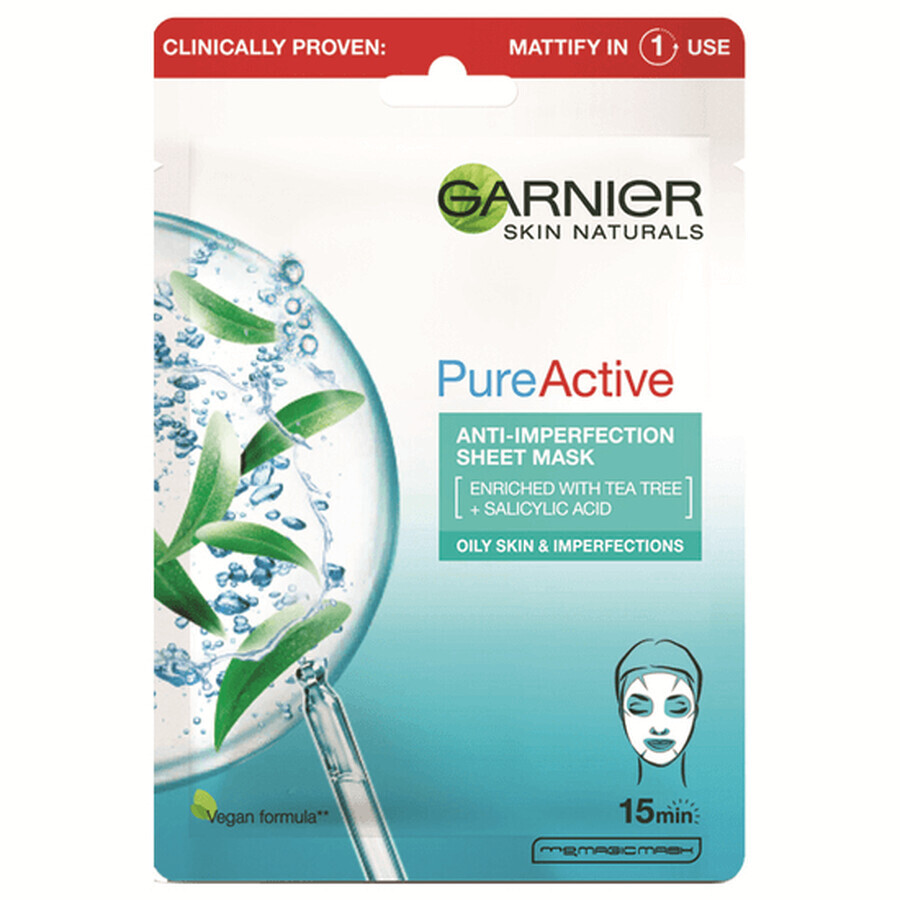 Masque sérum anti-imperfections Pure Active Skin Naturals, 1 pièce, Garnier