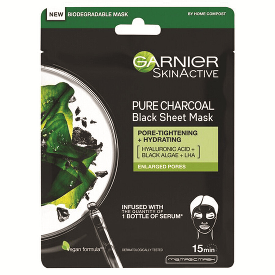 Pure Charcoal Skin Active Serum Mask, 1 Stück, Garnier