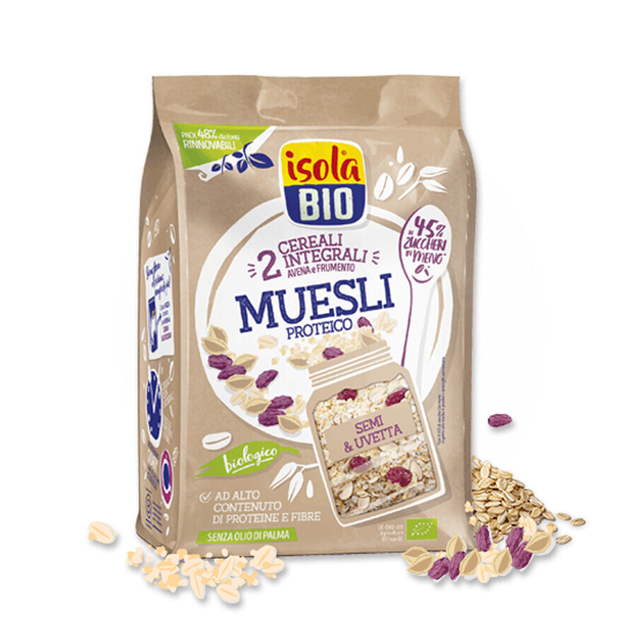 Musli Eco avec graines et raisins secs sans sucre, 375g, Isola Bio