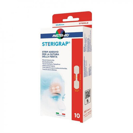 Master-Aid Sterigrap - Strip Adesivo Sutura della Ferita 3,2 x 0,8cm, 10strip