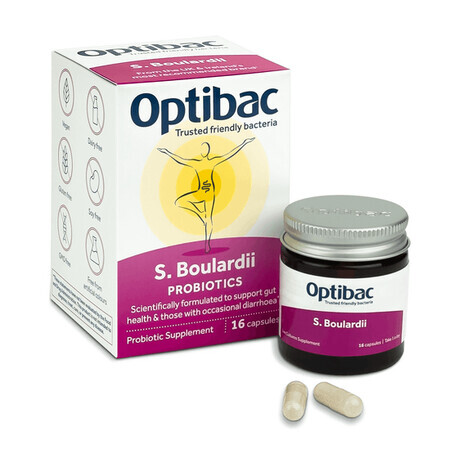 Probiotique Saccharomyces Boulardii, 16 gélules, OptiBac