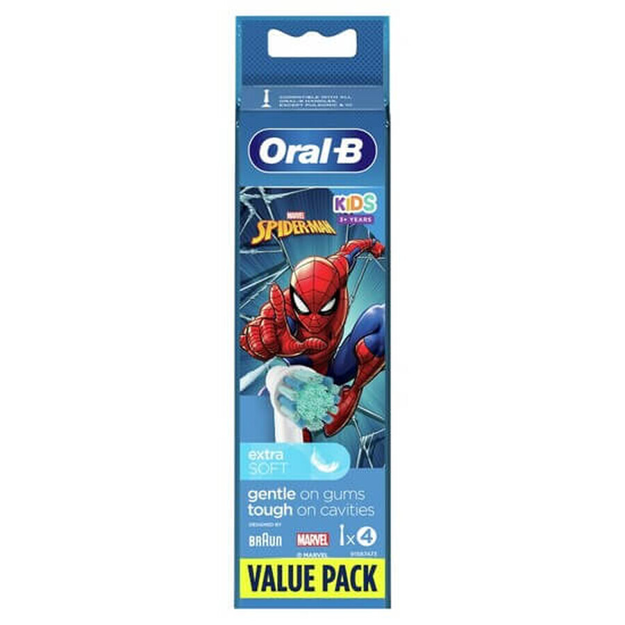 Brosse à dents électrique de rechange pour enfants Spiderman, 4 pièces, Oral-B