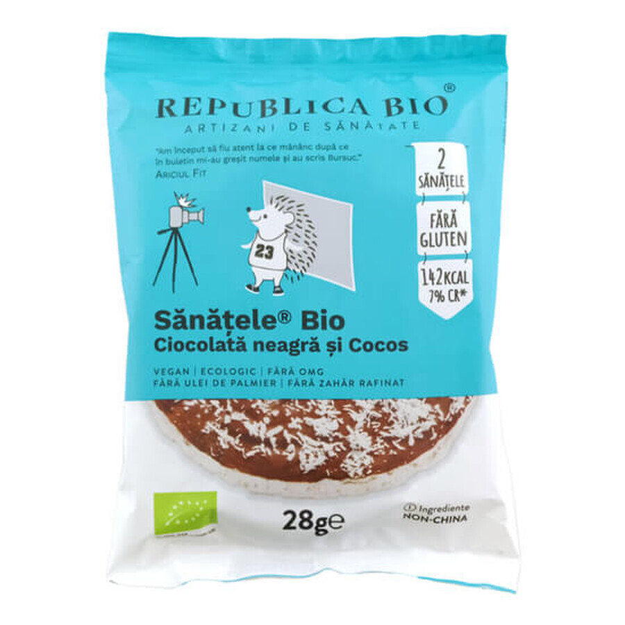 Chocolat noir bio et noix de coco bio, sans gluten, 28g, Republica Bio