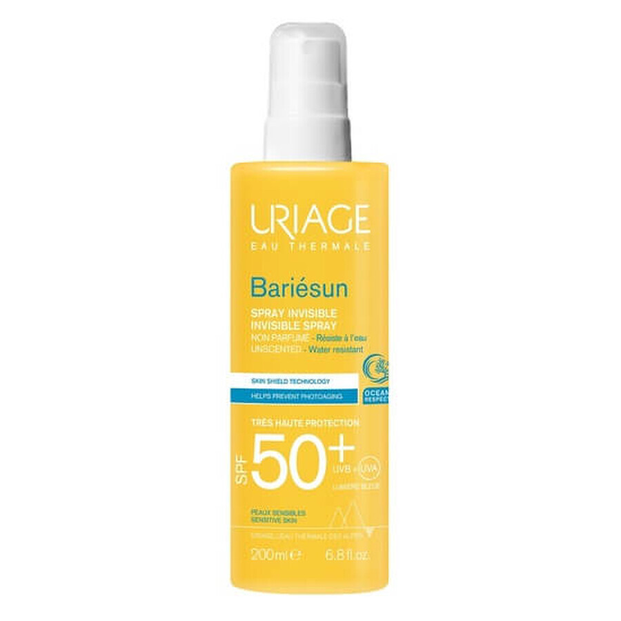 Invisible fragrance-free spray for sun protection Bariesun, SPF 50+, 200 ml, Uriage