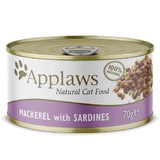 APPLAWS, Filete de Caballa y Sardinas, comida húmeda en lata, (en sopa), 70g