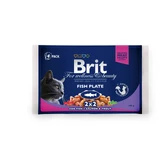 BRIT Premium Multipack Fish Plate, 2 saveurs, mixed pack, sachet de nourriture humide pour chats, (en sauce), 100g x 4