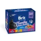 BRIT Premium Multipack Family Plate, 4 sabores, envase mixto, sobre de comida húmeda para gatos, (en salsa), 100g x 12