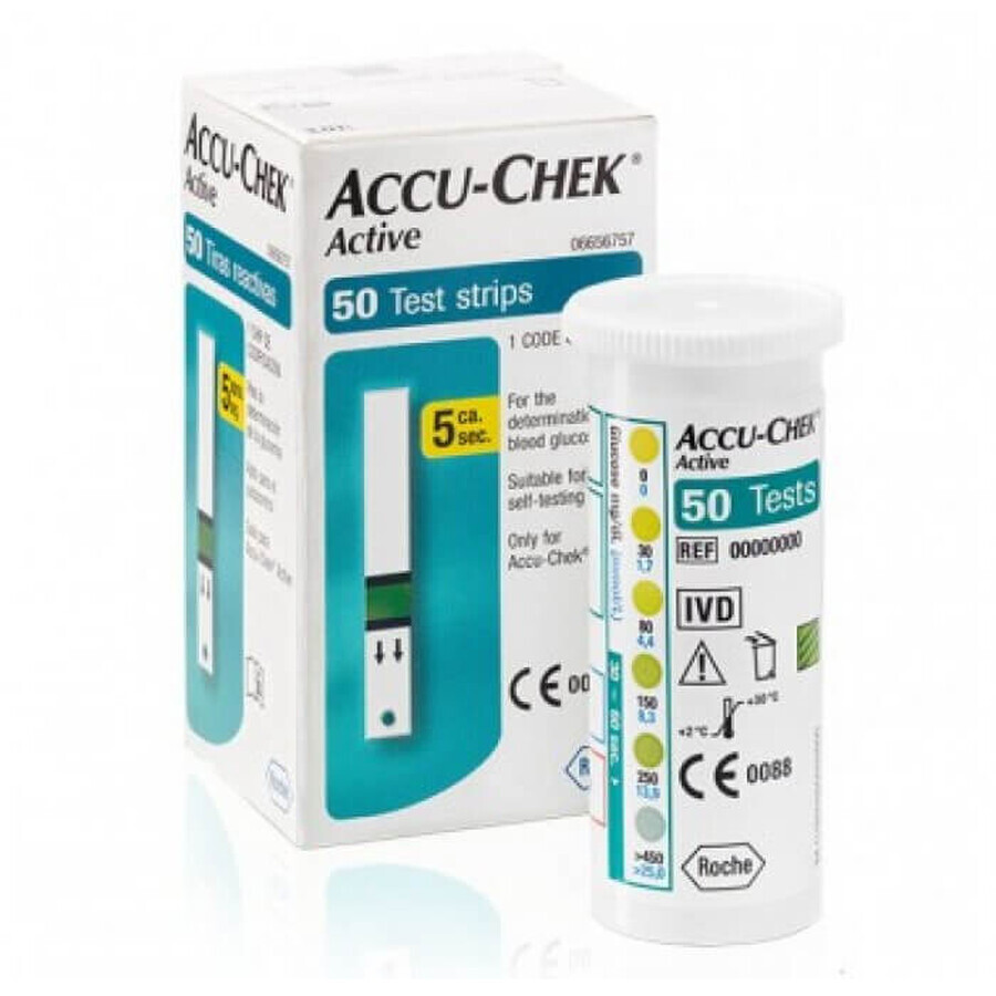Accu-Chek Active Tests de glycémie, 50 bandelettes, Roche Évaluations