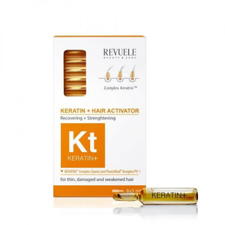 Trattamento Keratin+Hair Activator per il recupero e il rafforzamento dei capelli, 8x5 ml, Revuele