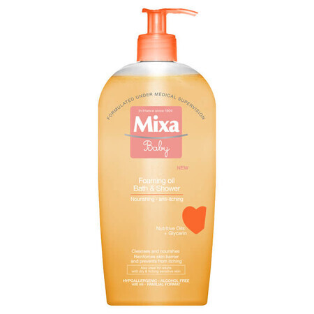 Olio da bagno e doccia schiumogeno 2 in 1 per bambini, 400 ml, Mixa