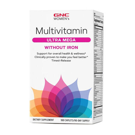 Multivitamine pour femmes Ultra Mega No Iron (202621), 180 comprimés, GNC