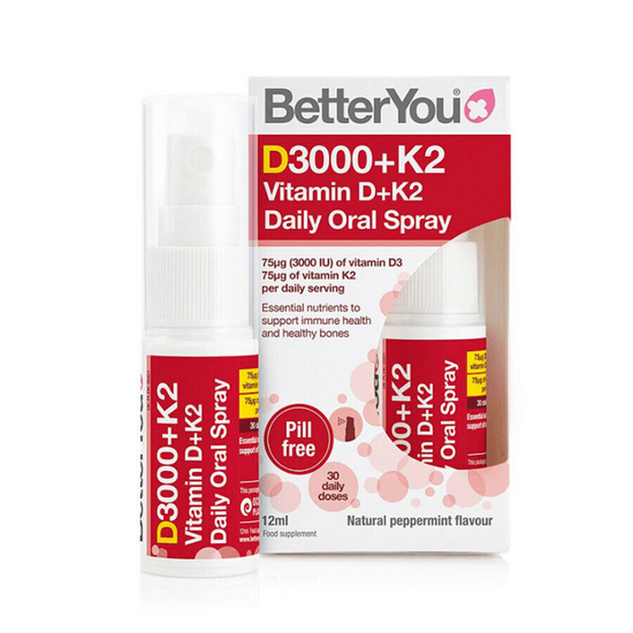 Vitamine D + K2 Oral Spray, 3000IU, 12ml, BetterYou
