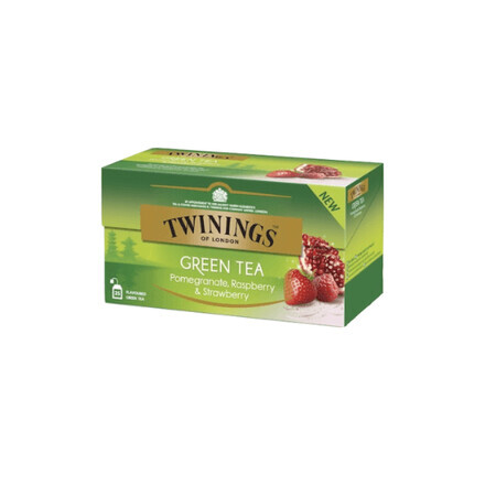 Grüner Tee mit Granatapfel-, Himbeer- und Erdbeergeschmack, 25 Portionsbeutel, Twinings