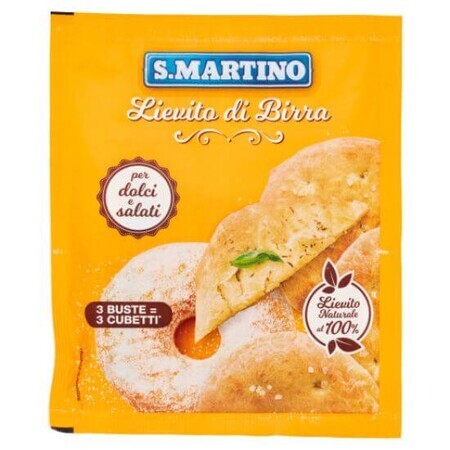 Lievito di birra secco attivo, senza glutine, 3 buste x 10g, S. Martino