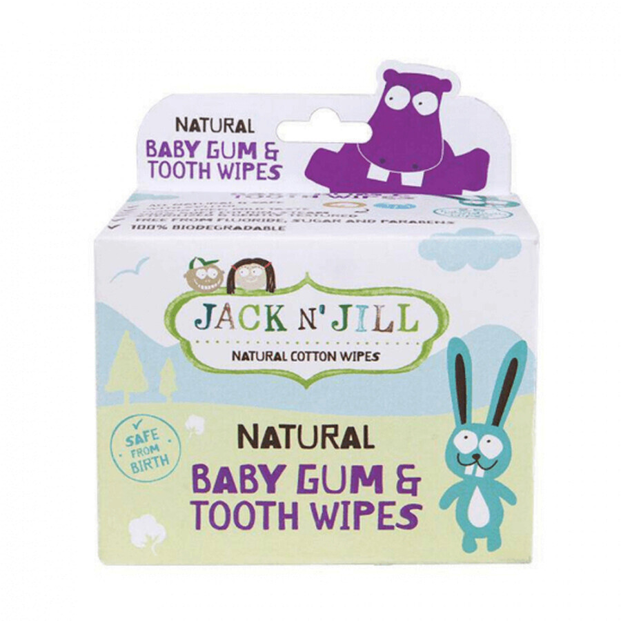 Jack N Jill Salviette umidificate in cotone naturale al 100% per denti e gengive