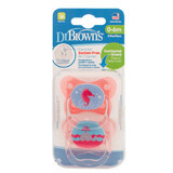 Lot de 2 sucettes en silicone PreVent design Pink Butterfly, 0-6 mois, Dr Brown`s