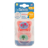 Lot de 2 sucettes en silicone PreVent design Pink Butterfly, 6-18 mois, Dr Brown`s