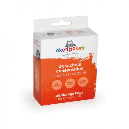 Oketi Poketi Kit de sacs de conservation du lait maternel, 25 pièces, Thermobaby