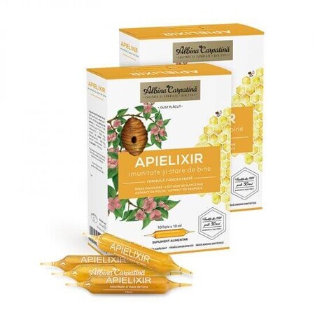 Apielixir Immunität und Wohlbefinden Packung, 20 + 10 Fläschchen x 10 ml, Albina Carpatina