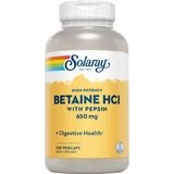 BETAIN HCL 650 mg+Pepsin Solaray Capsules 250 Capsules