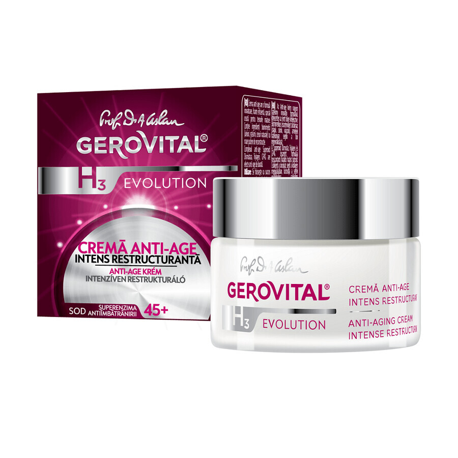 Gerovital H3 Evolution Crème restructurante intensive anti-âge 45, 50 ml, Farmec