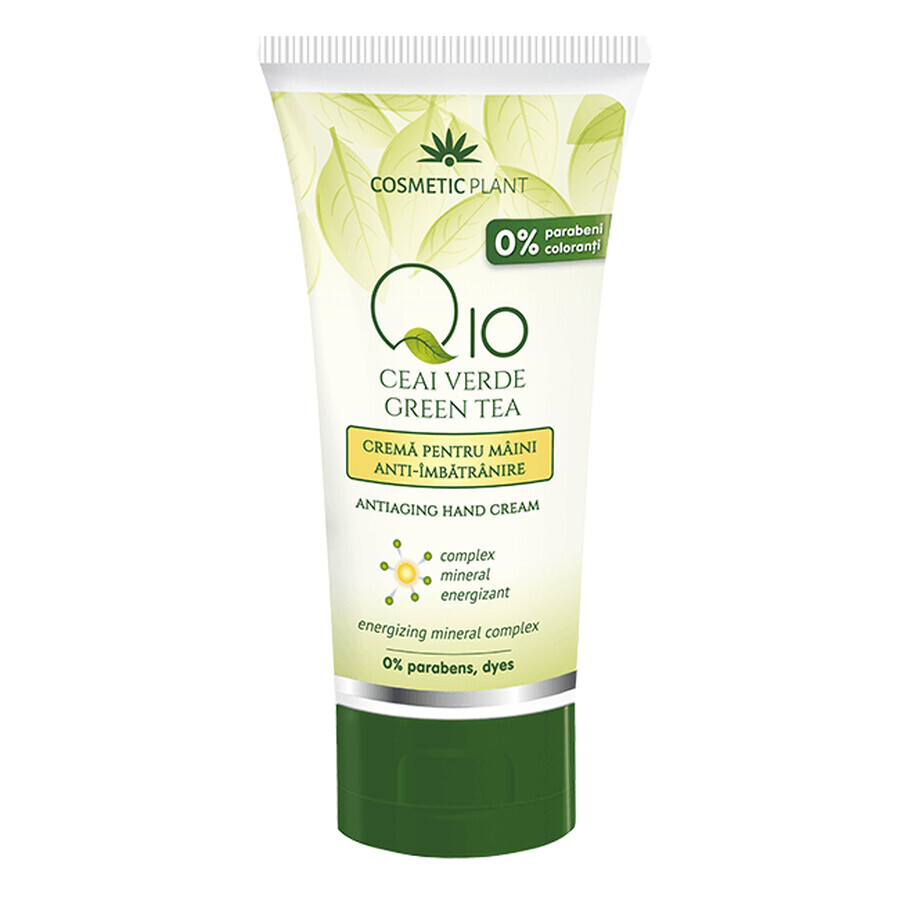 Crème anti-âge pour les mains au Q10, au thé vert et au complexe minéral énergisant, 100 ml, Cosmetic Plant
