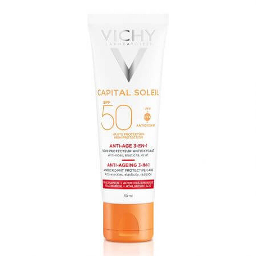 Vichy Capital Soleil Crème antirides antioxydante 3 en 1 avec SPF 50, 50 ml