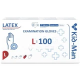 Disposable white latex gloves, size L, 100 pieces, Kid-Man