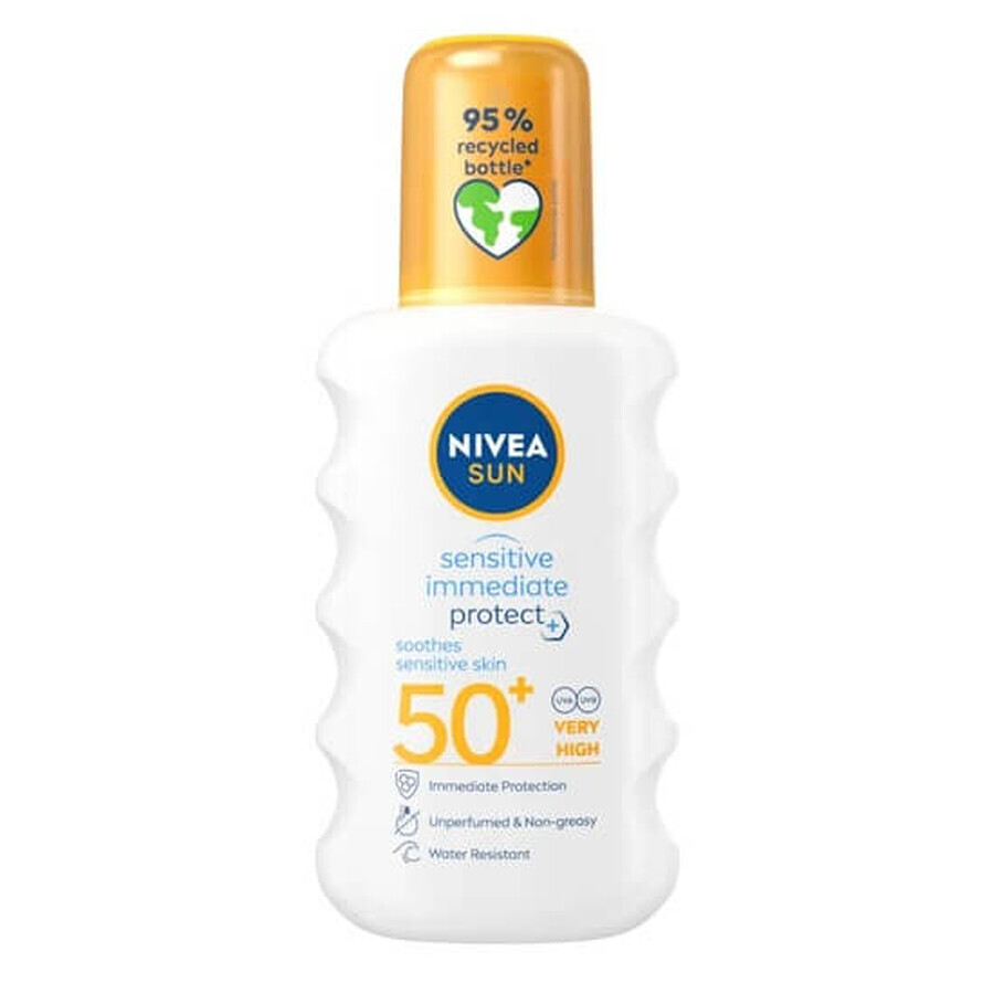 Spray solaire SPF 50+ Sensitive Protect, 200 ml, Nivea Sun