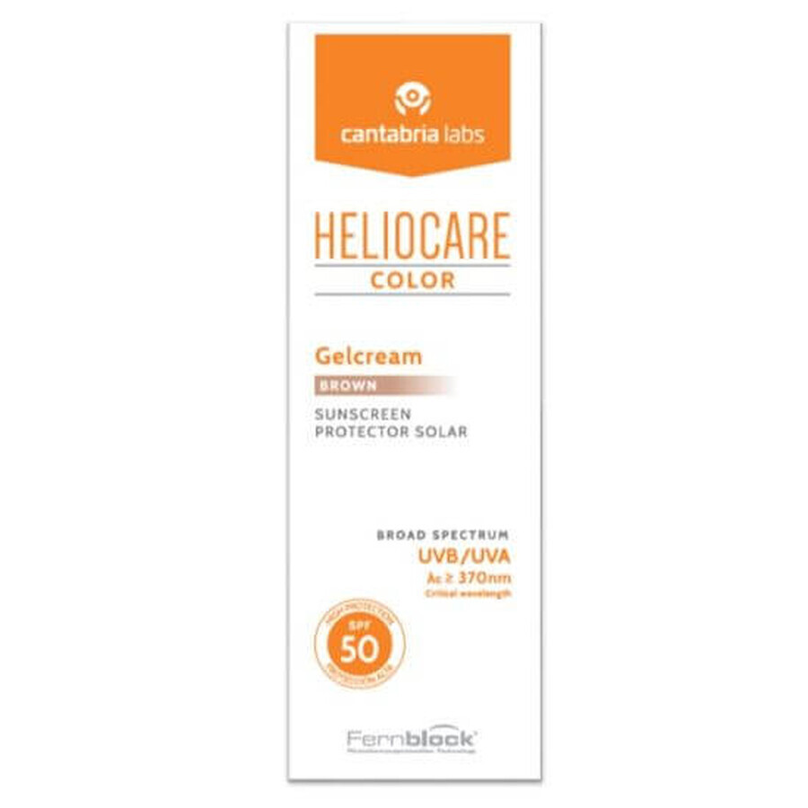 Heliocare Color Sun Protection Cream-Gel avec SPF 50, teinte brune, 50 ml, Cantabria Labs