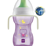 MAM Fun To Drink Cup Night Vaso Educativo de Plástico que Brilla en la Oscuridad 270ml 8m+ En Varios Colores - Morado