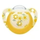 Sucette en silicone NUK Star avec anneau en silicone pour 18-36 mois [10.739.760] - Fleurs jaunes