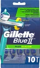 GILLETTE Blue II Plus Slalom Razors with 2 Blades & Aloe Tape For Skin Protection From Irritations 10 pieces