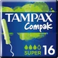 TAMPAX Compak Super Tampons with applicator for increased flow 16 pieces