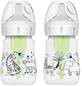 DR BROWN'S Plastic Anti-Colic Jungle Bottle cu gât lat 2 bucăți 150ml WB 52014