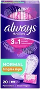 ALWAYS Dailies Singles Pantyliner à poche individuelle normale en emballage individuel 20 pièces