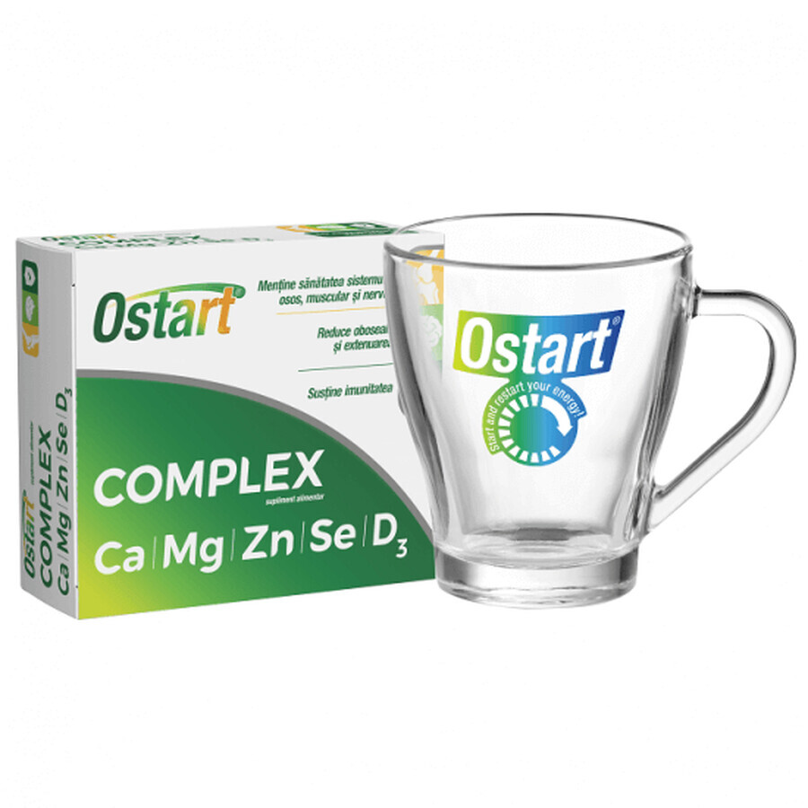 Ostart Complex Ca + Mg + Zn + Se + D3, 30 comprimés + gobelet, Fiterman