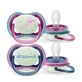 AVENT Ultra Air Sucette de nuit orthodontique en silicone pour 6-18 mois 2 pièces Bleu-violet [SCF376/14]