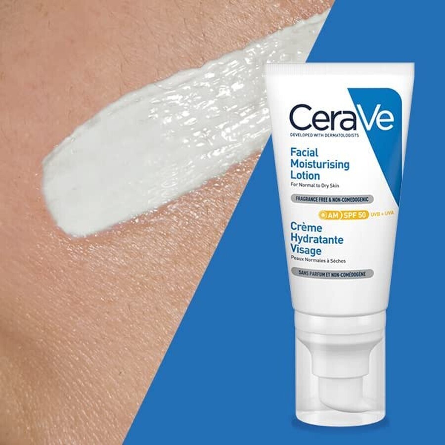 Crème hydratante pour peau normale-sèche avec SPF 50, 52 ml, CeraVe