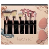 TECHNIC Kosmetikpinsel- und Schwammset mit 6 Schminkpinseln und 2 Make-up-Schwämmen
