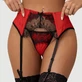 Plus Dimensiune Sexy transparent dantelă jartieră Panty - Red - Large/X-Large